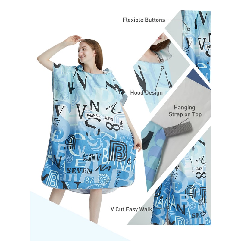 Quick Dry Surf Poncho Towel Hoodie for Adults Microfiber Beach Changing Robe