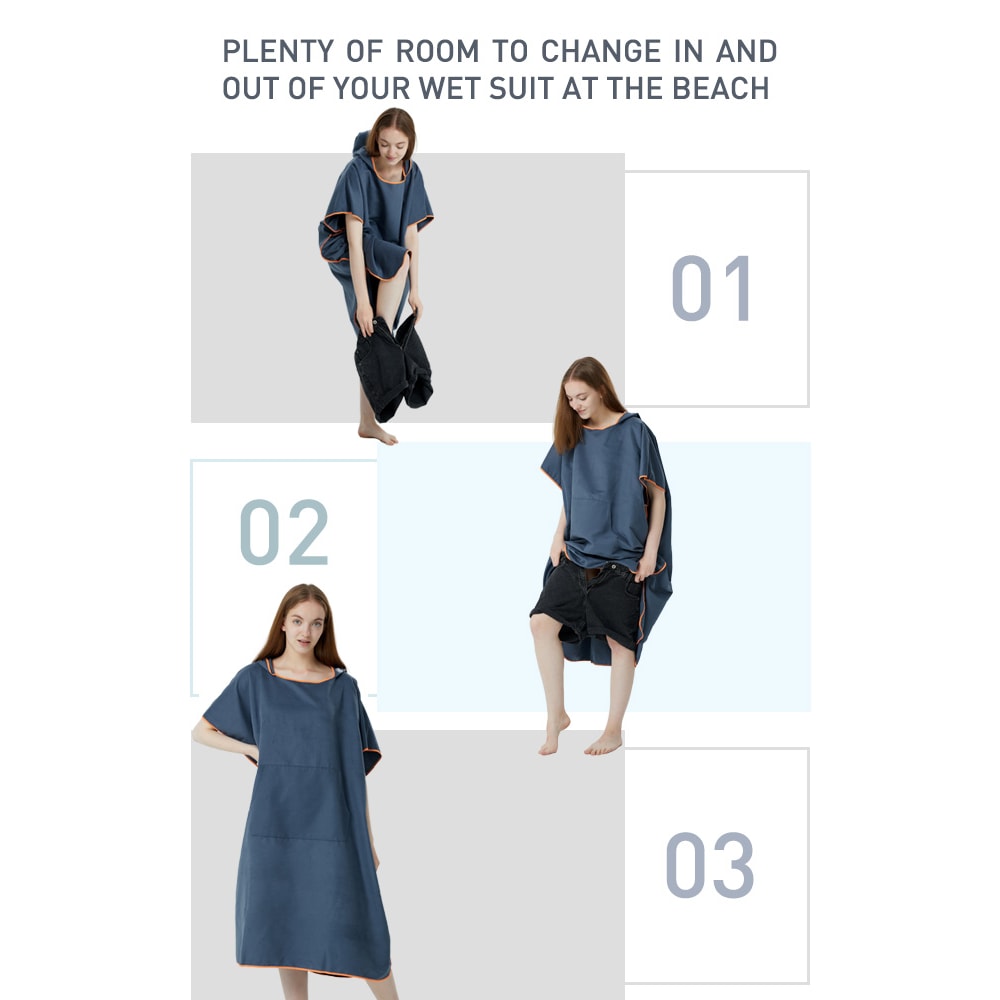 Quick Dry Surf Poncho Towel Hoodie for Adults Microfiber Beach Changing Robe