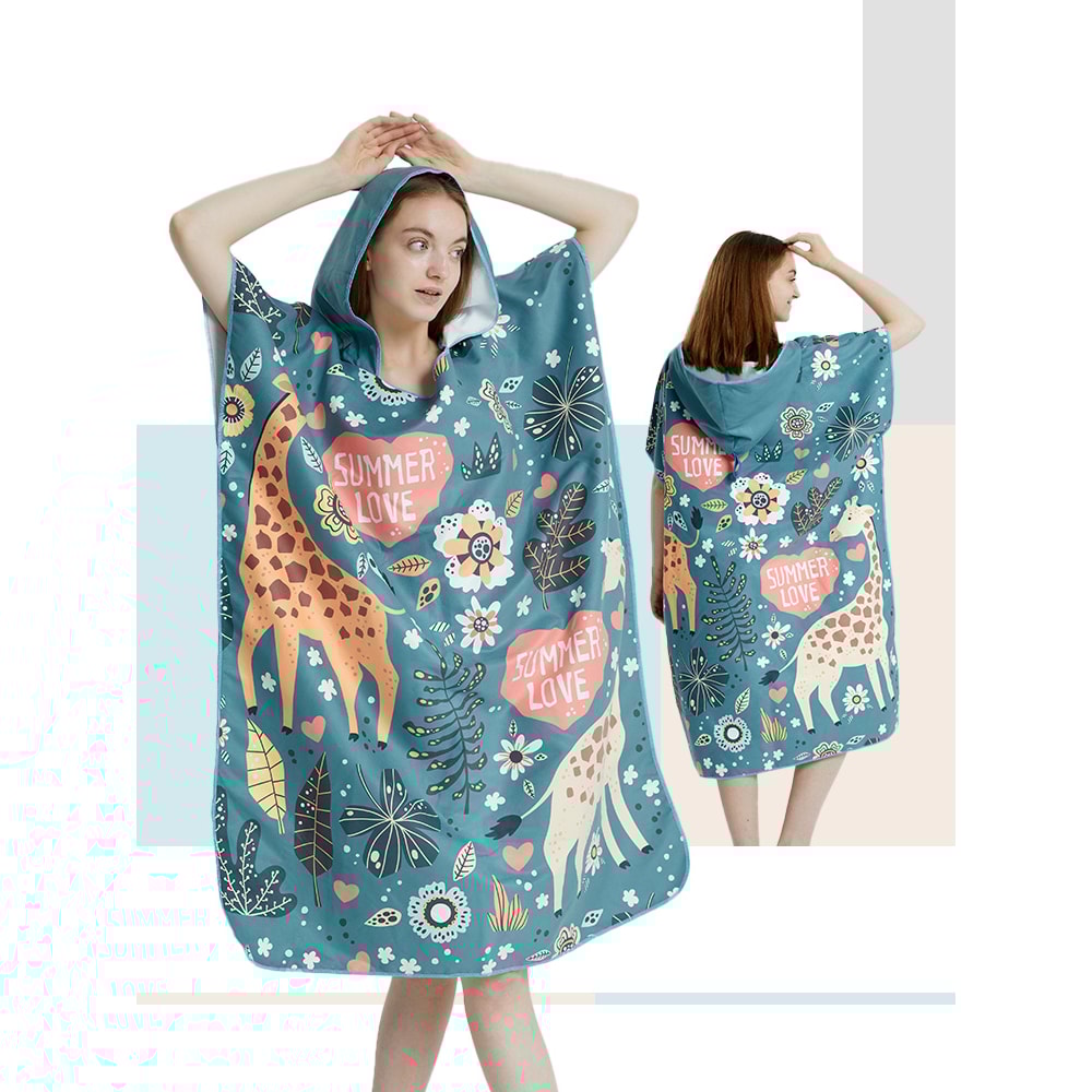 Quick Dry Surf Poncho Towel Hoodie Microfiber Changing Robe for Adults