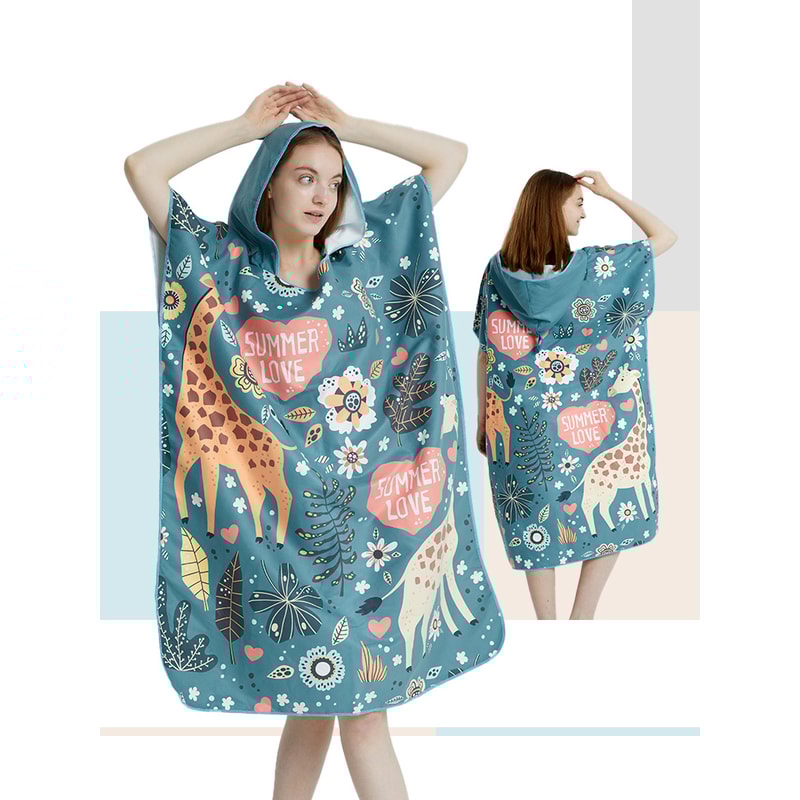Quick Dry Surf Poncho Towel Hoodie Microfiber Changing Robe for Adults