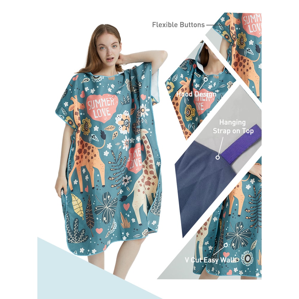 Quick Dry Surf Poncho Towel Hoodie Microfiber Changing Robe for Adults