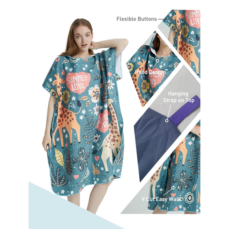 Quick Dry Surf Poncho Towel Hoodie Microfiber Changing Robe for Adults