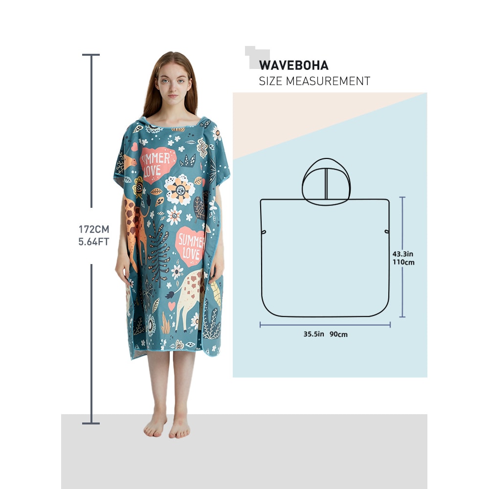 Quick Dry Surf Poncho Towel Hoodie Microfiber Changing Robe for Adults
