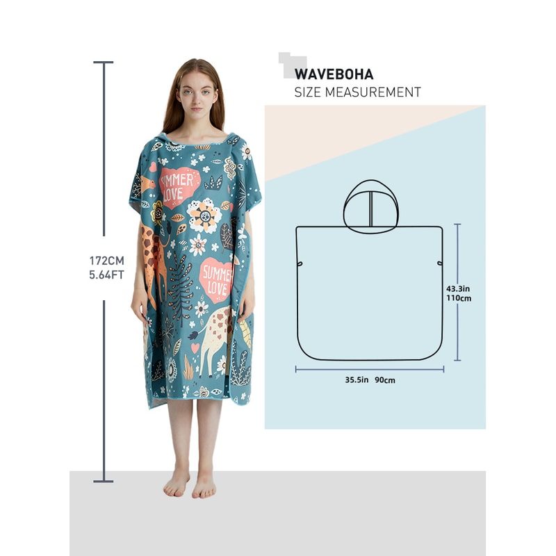 Quick Dry Surf Poncho Towel Hoodie Microfiber Changing Robe for Adults