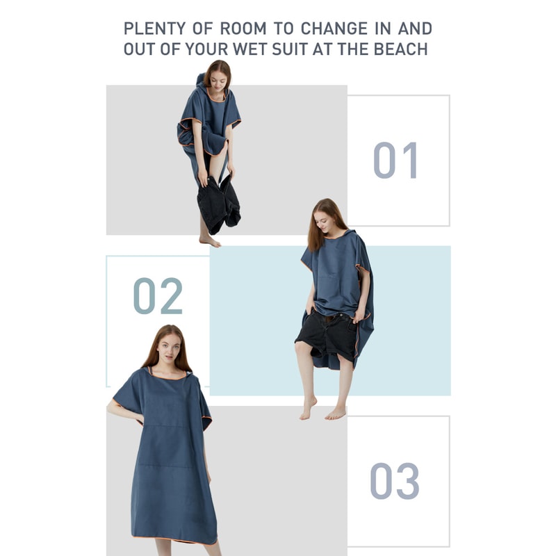 Quick Dry Surf Poncho Towel Hoodie Microfiber Changing Robe for Adults