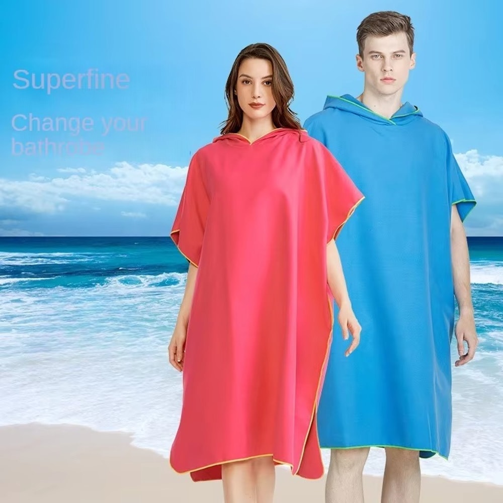 Quick Dry Surf Poncho Hooded Beach Towel Changing Robe For Adults 1