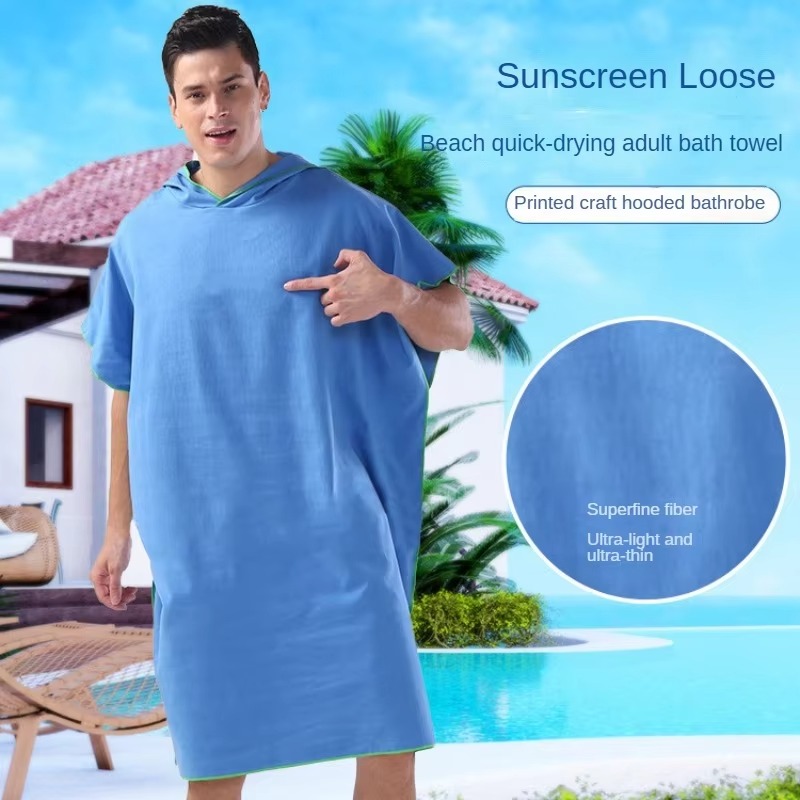 Quick Dry Surf Poncho Hooded Beach Towel Changing Robe For Adults 2