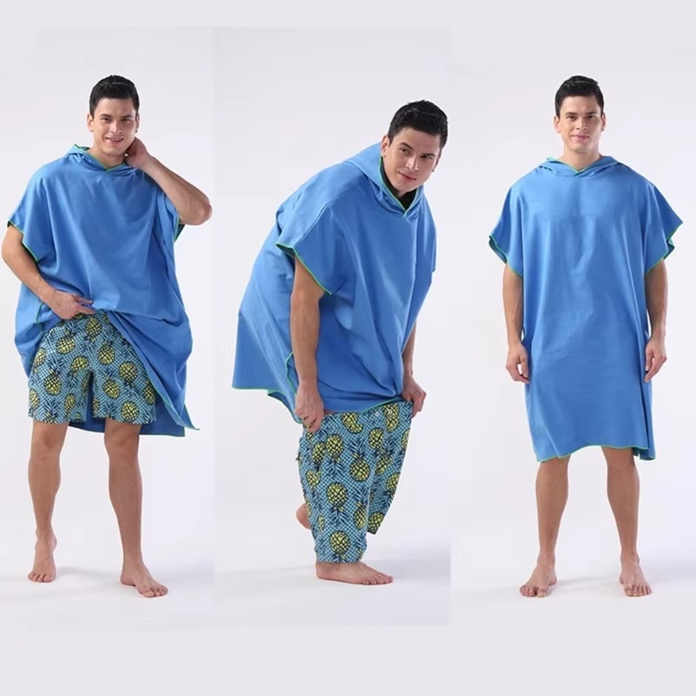Quick Dry Surf Poncho Hooded Beach Towel Changing Robe For Adults 3