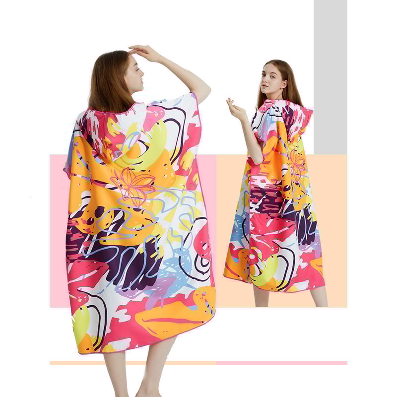 Quick Dry Surf Poncho Towel Hoodie Microfiber Beach Changing Robe for Adults