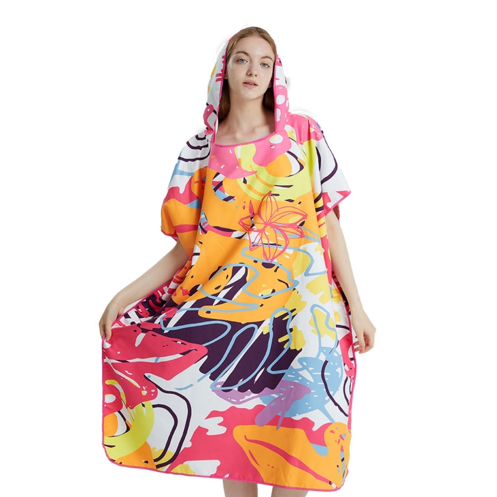 Quick Dry Surf Poncho Towel Hoodie Microfiber Beach Changing Robe for Adults