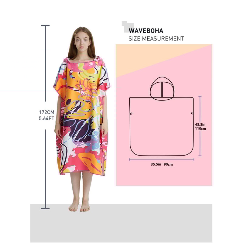 Quick Dry Surf Poncho Towel Hoodie Microfiber Beach Changing Robe for Adults