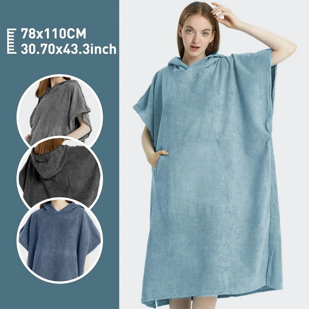Quick Dry Surf Poncho Towel Hoodie For Adults Microfiber Beach Changing Robe 1