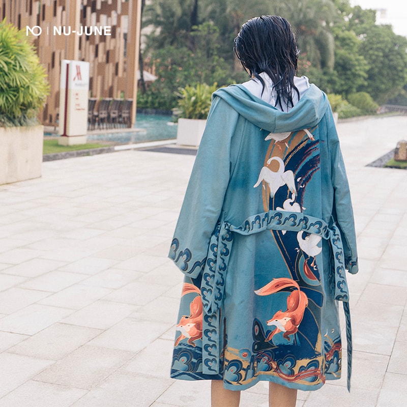 Ultra Absorbent Hooded Beach Towel Poncho Quick Dry Microfiber Swim Changing Robe