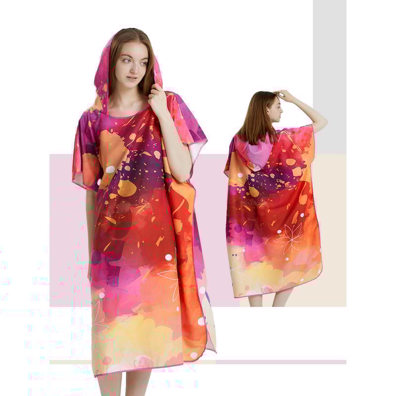 Quick Dry Microfiber Surf Poncho Towel Hoodie for Adults Beach Changing Robe