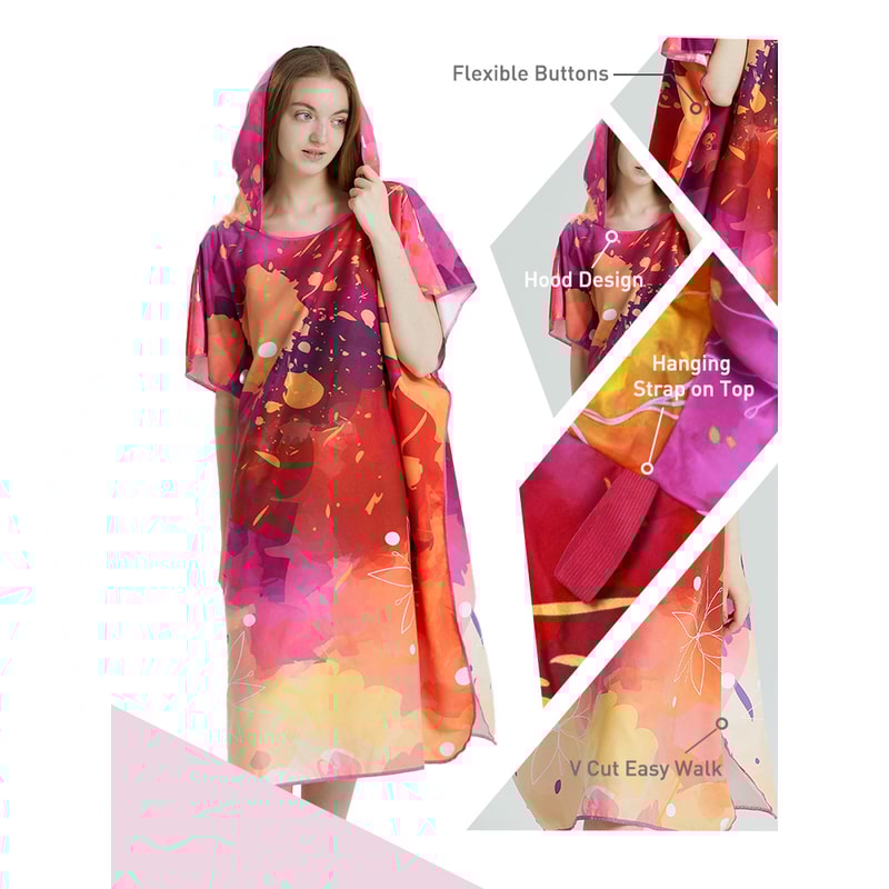 Quick Dry Microfiber Surf Poncho Towel Hoodie for Adults Beach Changing Robe