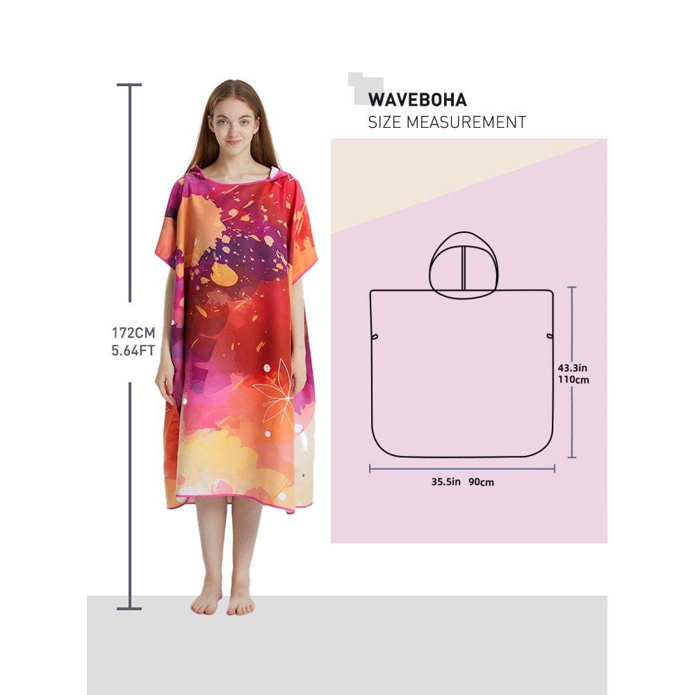 Quick Dry Microfiber Surf Poncho Towel Hoodie for Adults Beach Changing Robe