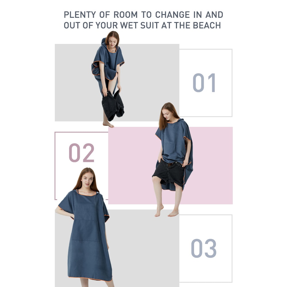 Quick Dry Microfiber Surf Poncho Towel Hoodie for Adults Beach Changing Robe