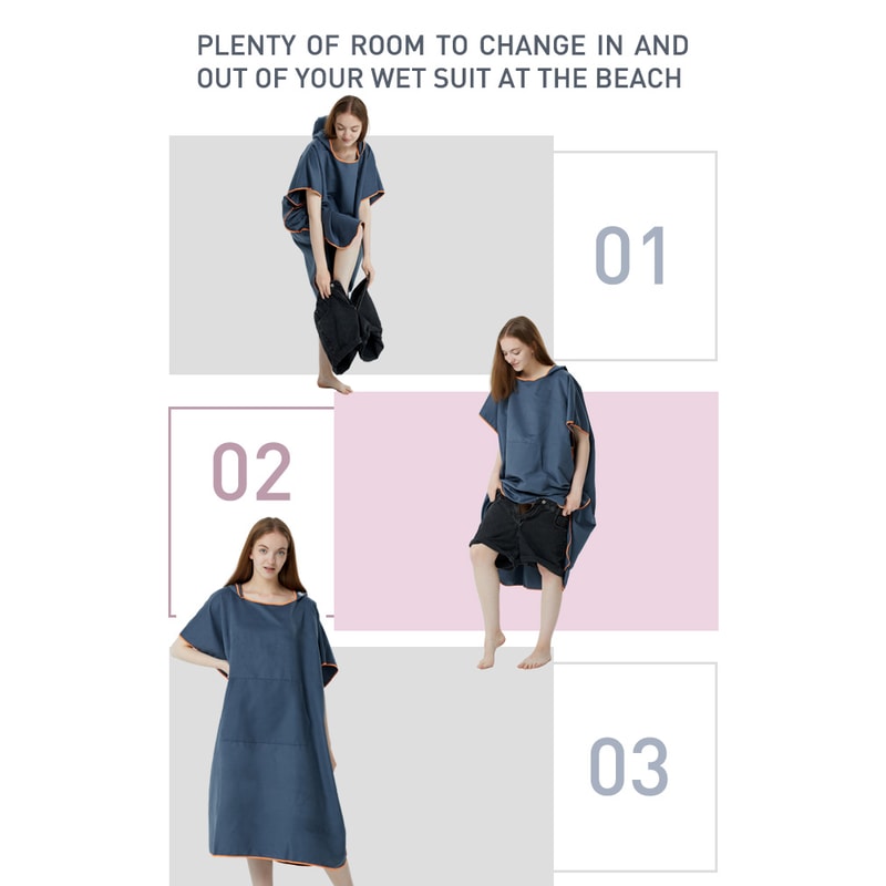 Quick Dry Microfiber Surf Poncho Towel Hoodie for Adults Beach Changing Robe