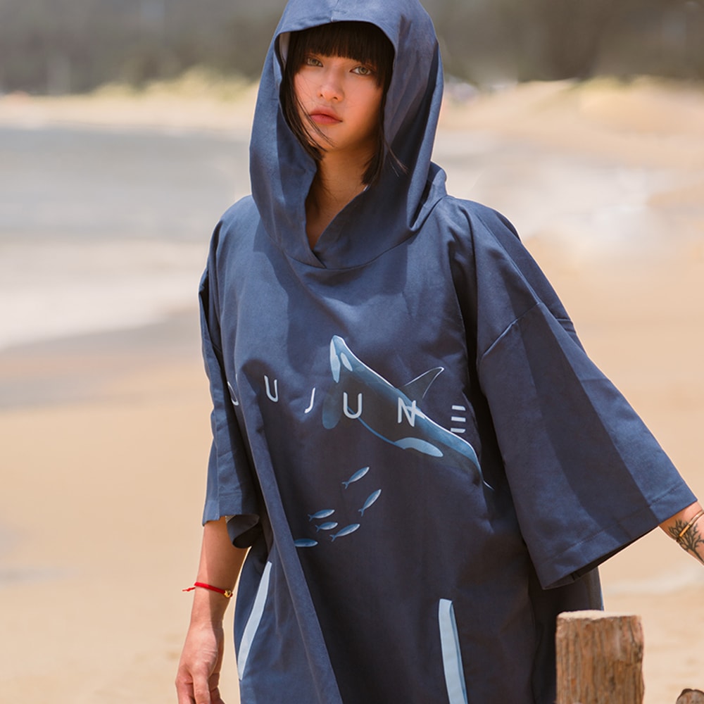 Quick Dry Surf Poncho Changing Robe With Hood For Women Beach Swim Cover 0