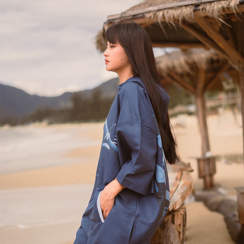 Quick Dry Surf Poncho Changing Robe With Hood For Women Beach Swim Cover 1