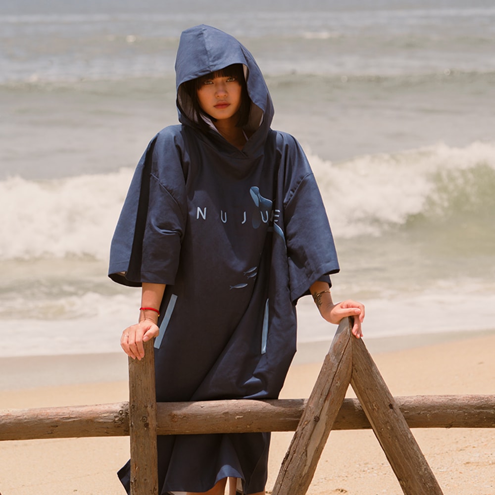 Quick Dry Surf Poncho Changing Robe With Hood For Women Beach Swim Cover 3