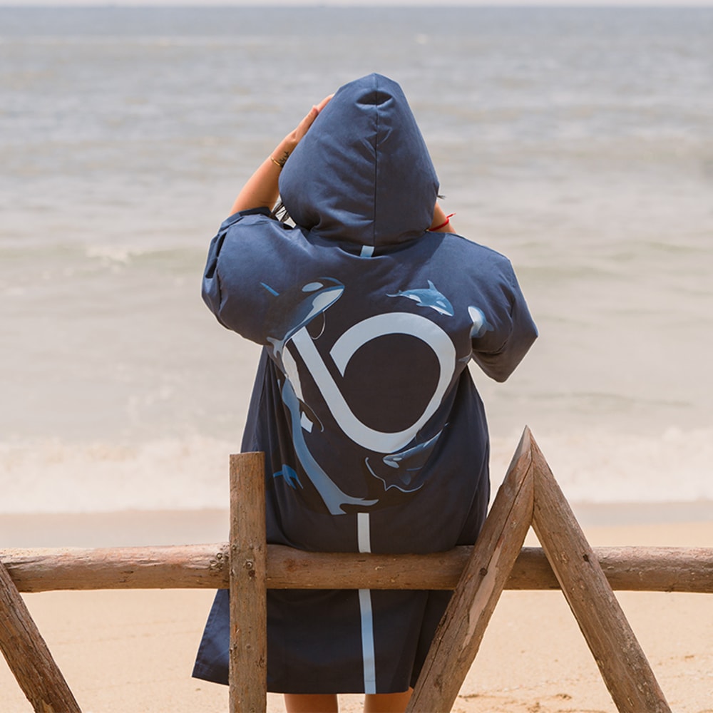 Quick Dry Surf Poncho Changing Robe With Hood For Women Beach Swim Cover 4