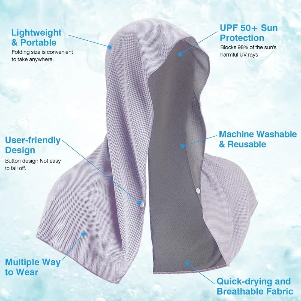 Cooling Hoodie Towel Quick Dry Sports Towel with UV Protection for Outdoor Fitness & Travel