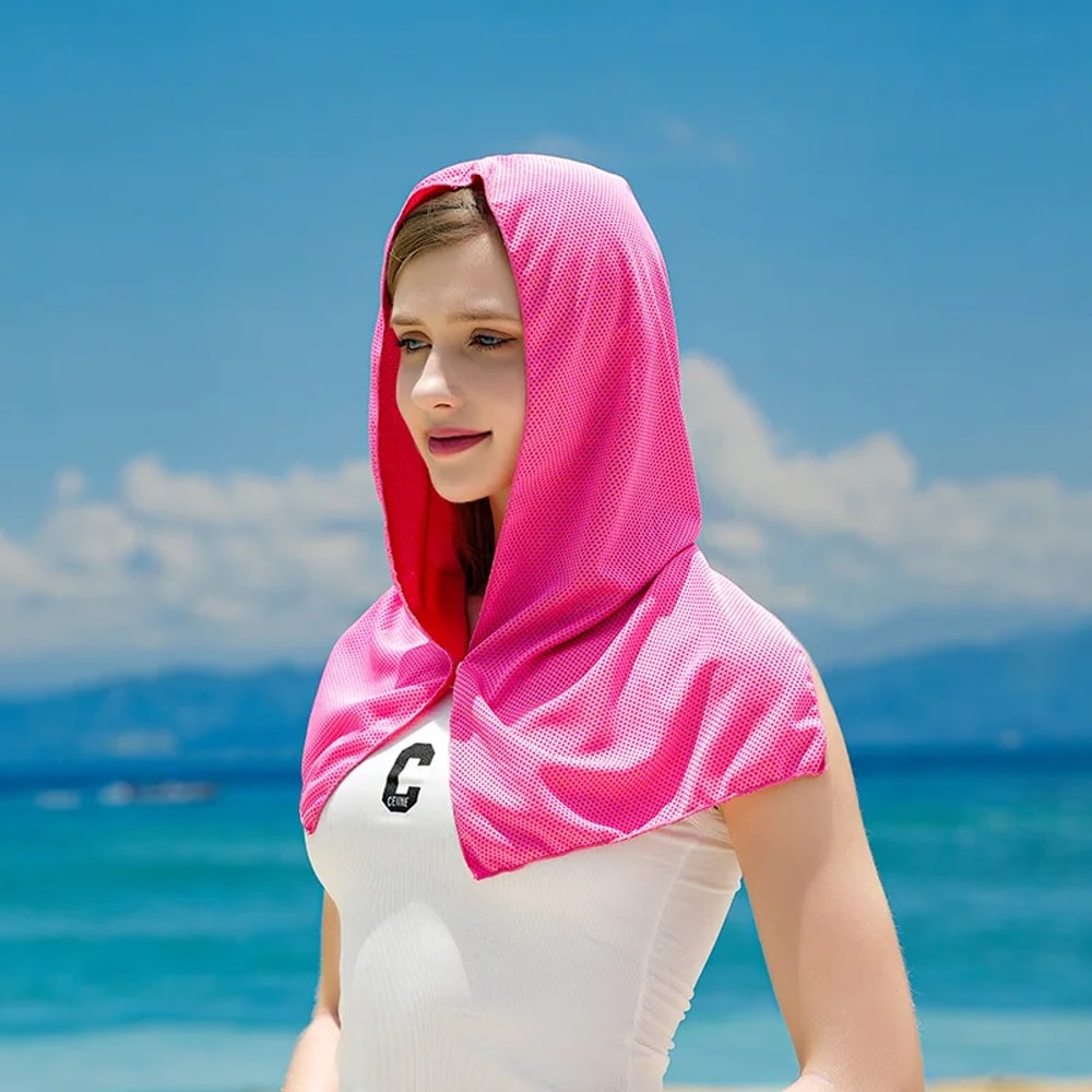 Cooling Hoodie Towel Quick Dry Sports Towel with UV Protection for Outdoor Fitness & Travel
