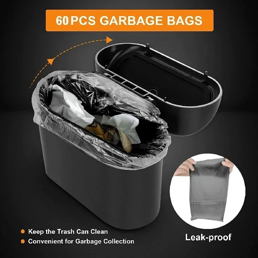 Mini Leak Proof Car Trash Can with Lid & Bags Compact Auto Garbage Organizer