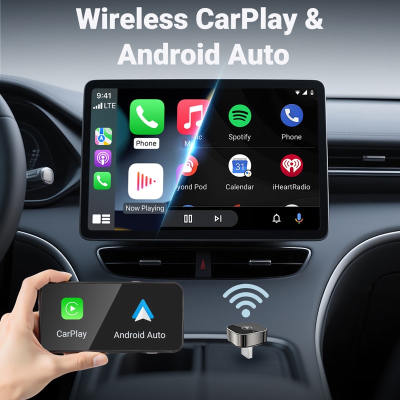 Wireless CarPlay Adapter & Android Auto Dongle Fast Connect Smart Car Box