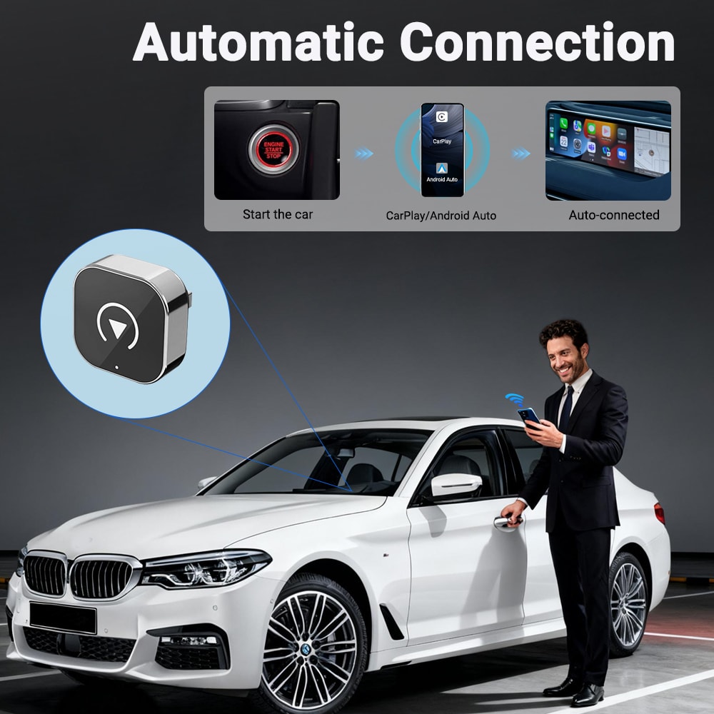 Wireless CarPlay Adapter & Android Auto Dongle Fast Connect Smart Car Box