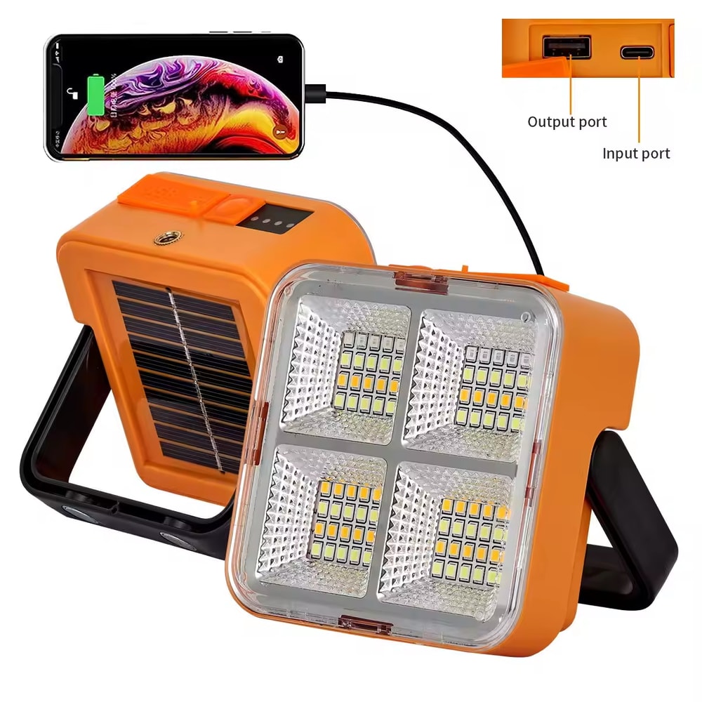 Solar Rechargeable LED Camping Light with Magnetic Base Portable Emergency Work Light