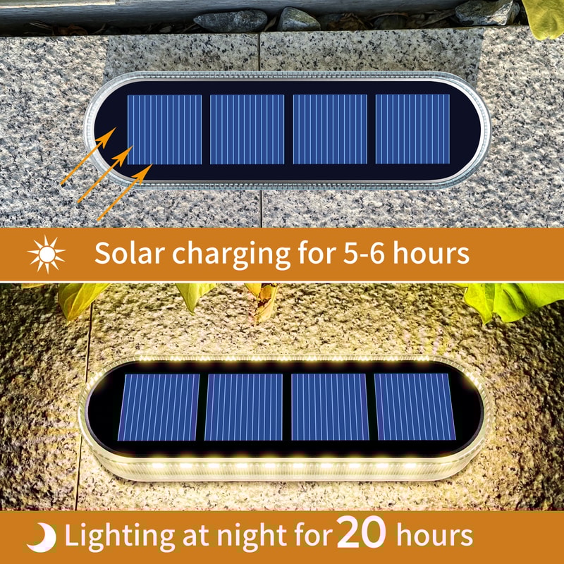 Solar Step Lights Waterproof IP68 Warm White LED Pathway Lights For Stairs Walkways 3