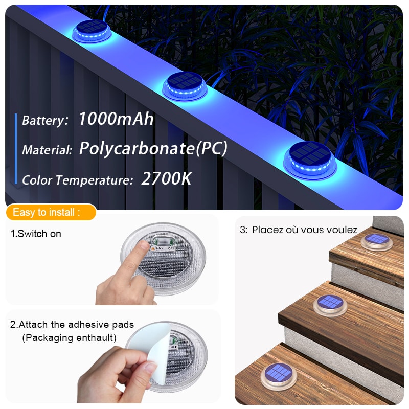 Solar Driveway Lights Pack Waterproof LED Deck Pathway Lights For Outdoor Safety 2