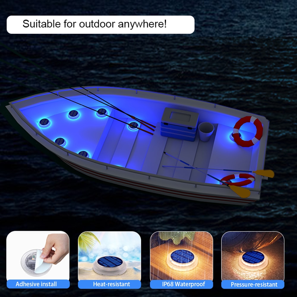 Solar Driveway Lights Pack Waterproof LED Deck Pathway Lights For Outdoor Safety 4