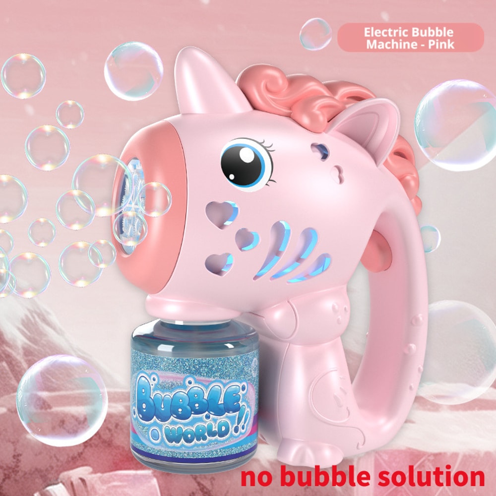 Unicorn Electric Bubble Gun Toy with Lights Automatic Bubble Machine for Kids Parties