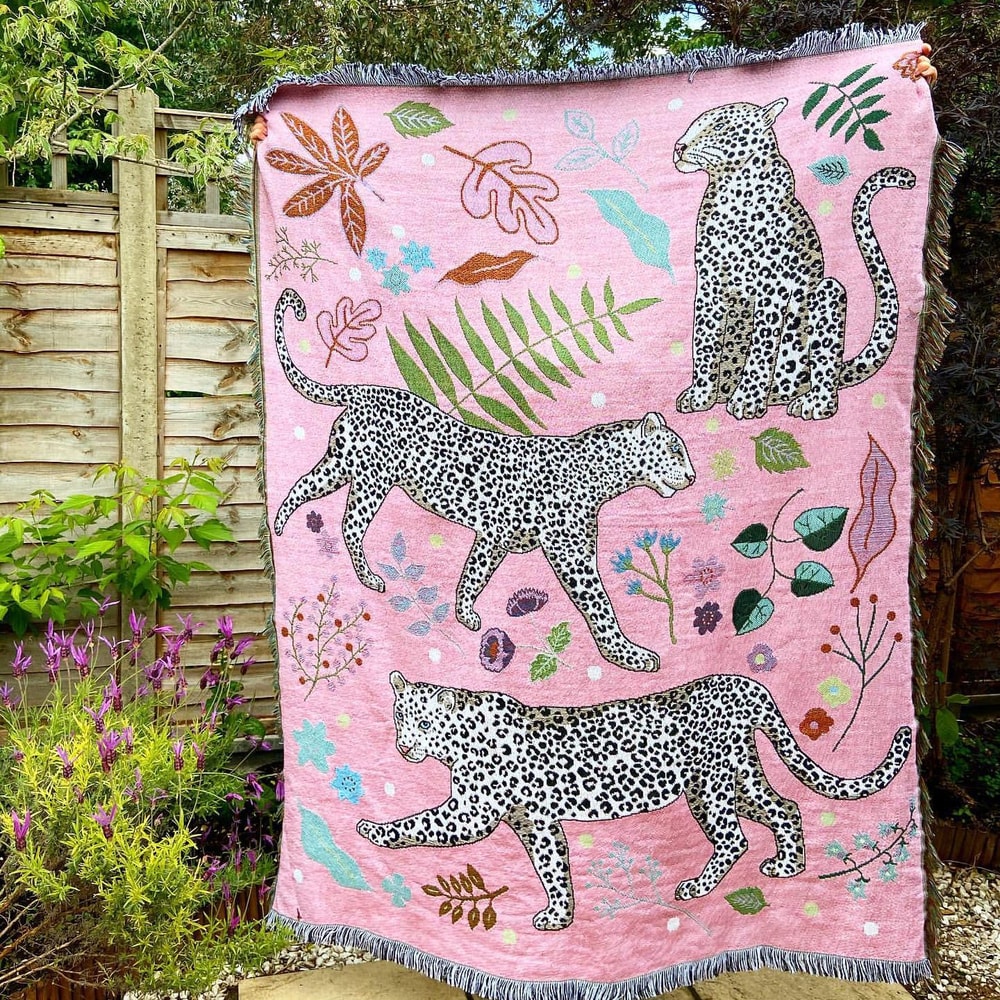 Leopard Jacquard Knitted Throw Blanket for Sofa and Bed Cozy sofa throw blanket