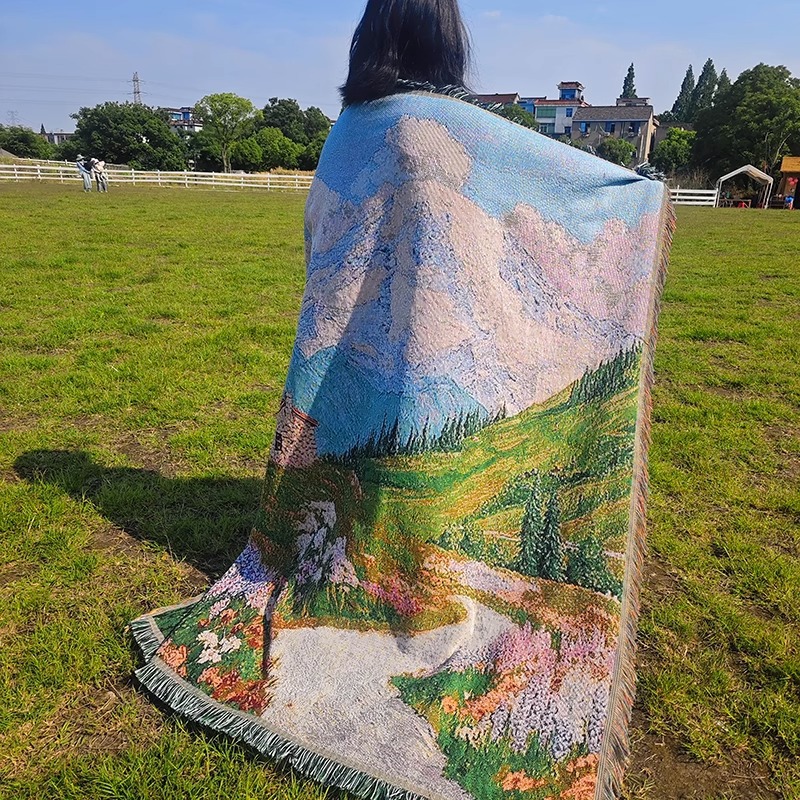 Leopard Jacquard Knitted Throw Blanket for Sofa and Bed Cozy sofa throw blanket