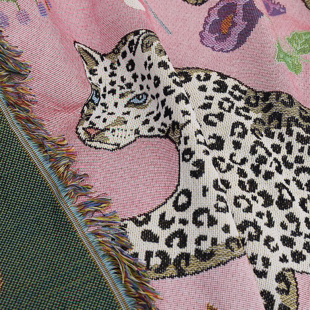 Leopard Jacquard Knitted Throw Blanket for Sofa and Bed Cozy sofa throw blanket