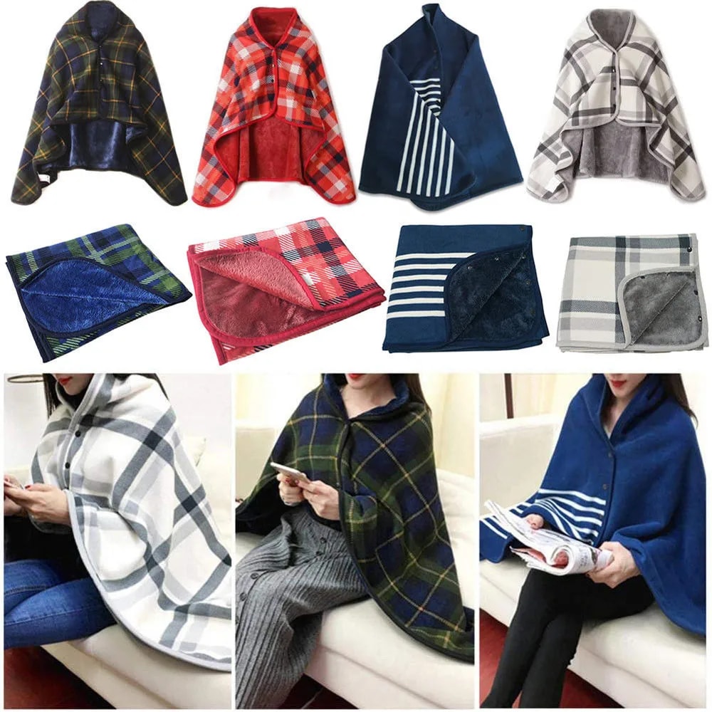 Cozy Wearable Blanket Shawl Soft Flannel Office Blanket Wrap for Relaxing Comfort