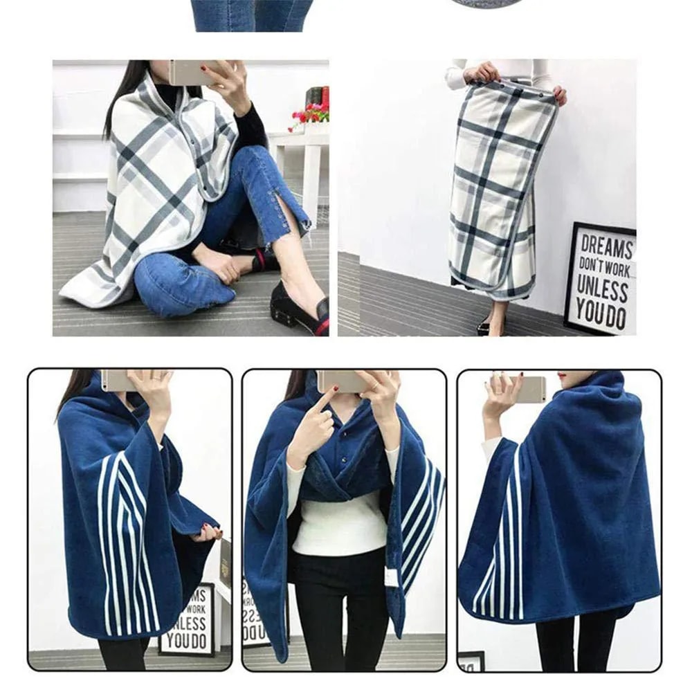 Cozy Wearable Blanket Shawl Soft Flannel Office Blanket Wrap for Relaxing Comfort