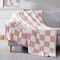 Pink Checkered Throw Blanket Soft Cozy Lightweight Couch Blanket for Bed Travel
