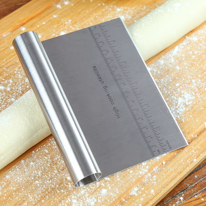 Stainless Steel Dough Scraper Cutter with Measuring Scale for Baking and Pizza Prep
