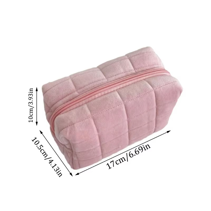Plush Travel Makeup Bag Soft Cosmetic Organizer Pouch for Women