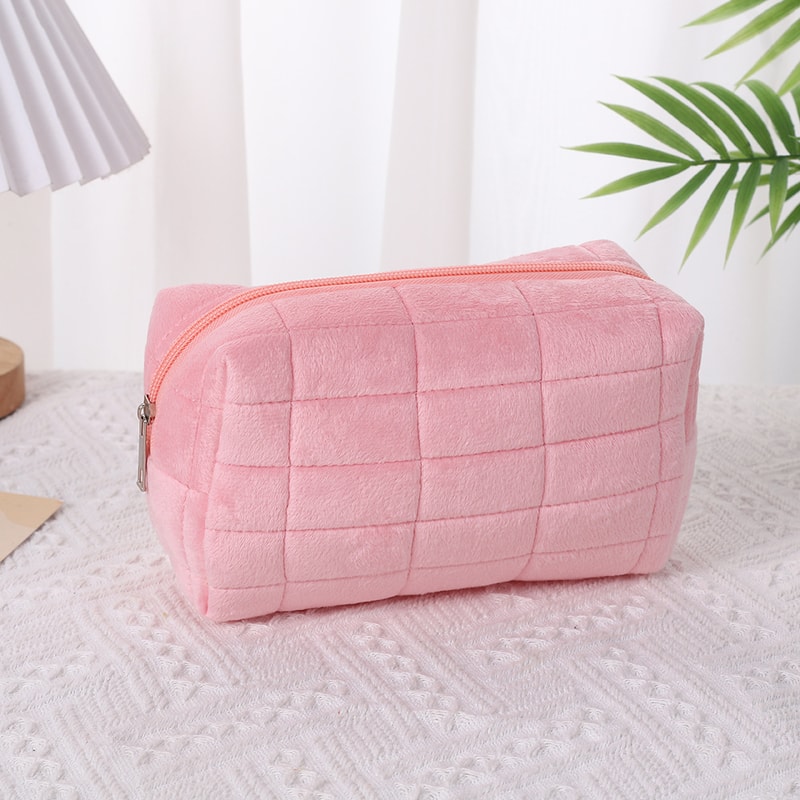 Plush Travel Makeup Bag Soft Cosmetic Organizer Pouch for Women