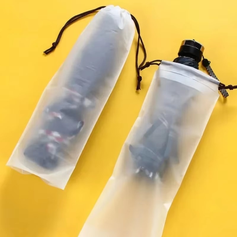 Transparent Waterproof Umbrella Storage Bags With Drawstring Portable Reusable Organizer Set 0