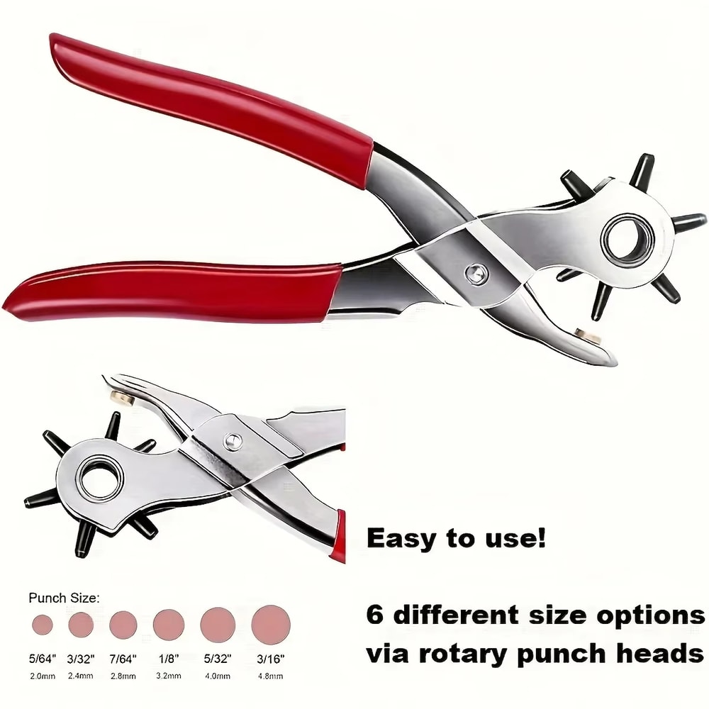 Heavy Duty Leather Hole Punch Tool Size Rotary Belt Hole Puncher for DIY & Repairs
