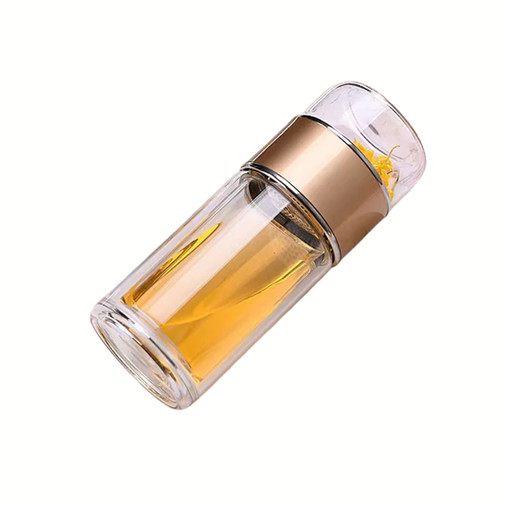Double Wall Glass Tea Infuser Cup Portable Loose Leaf Tea Mug 6