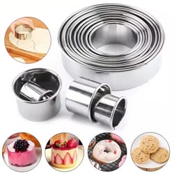 piece stainless steel round cookie cutters set for baking, pastry & dough rings