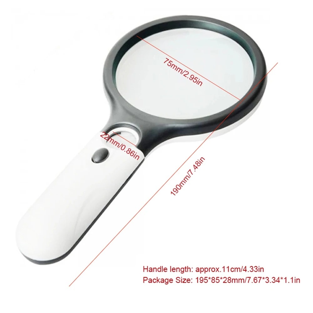 LED Handheld Magnifying Glass for Reading & Jewelry Inspection